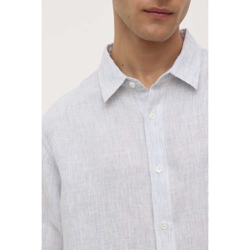 Assembly Label Everyday Mens Linen Long Sleeve Shirt Pool Stripe image number 2